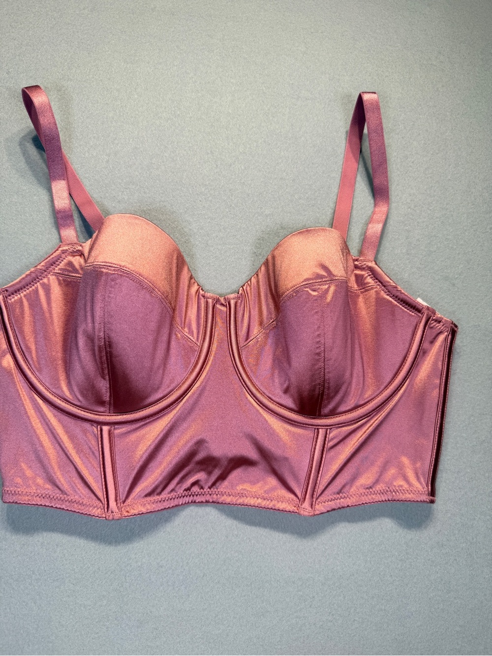 Auden Iridescent Rose Longline Satin Bra #0159F